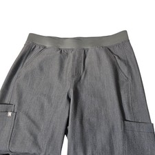 FIGS Scrub Pants Men Medium Gray Excellent Straight Leg Cargo Elastic Waist