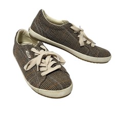 Taos Star Brown Plaid Canvas Sneakers Womens 9.5 W Low Top Lace Up STA-12844