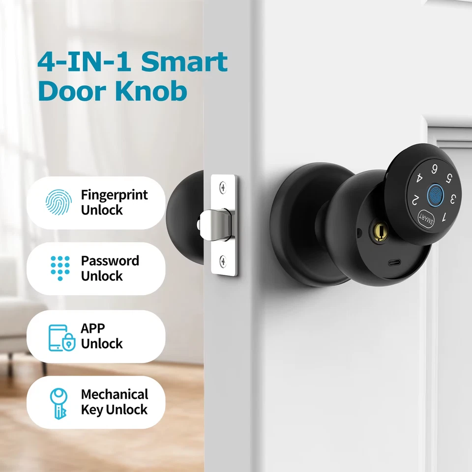 Viladepot Smart Lock Blocco Porta Con Impronta Digitale Controllo App Passcode S - Immagine 4 di 4