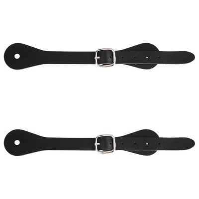 2 Pack Single Layer Spur Straps Black Genuine Leather Adjustable Western C...