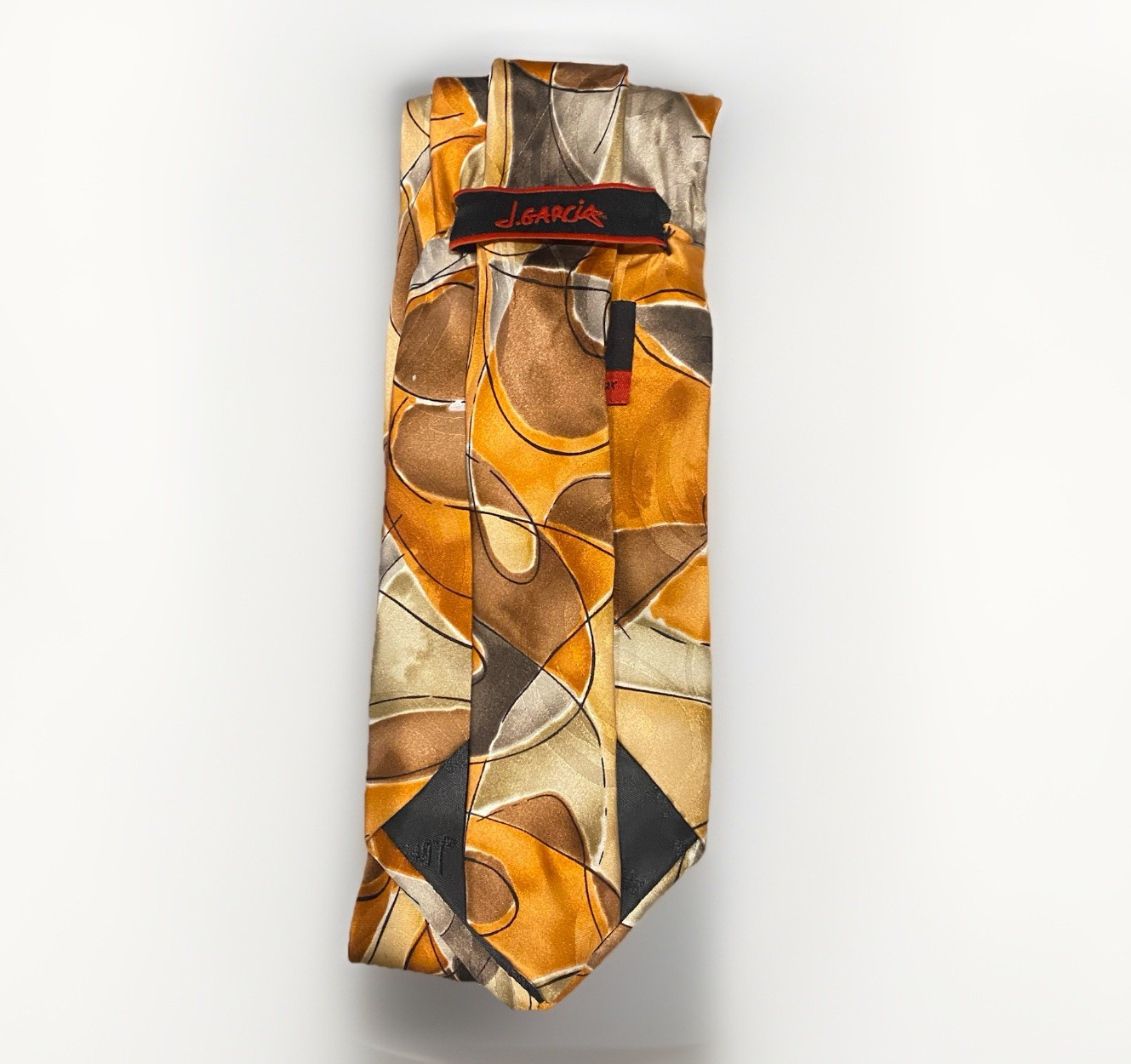 J. Garcia 100% Silk Brown Orange Abstract Men's Tie Courtyard Collection