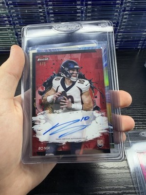 2024 Topps Finest Football - Bo Nix Rookie Finest Auto Red REFRACTOR 4/5