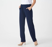 Susan Graver Regular Liquid Knit Straight Leg Pants Navy S New