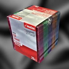 25 Imation Slim Design Jewel CD/DVD Storage Cases 5 Different Colors NIB