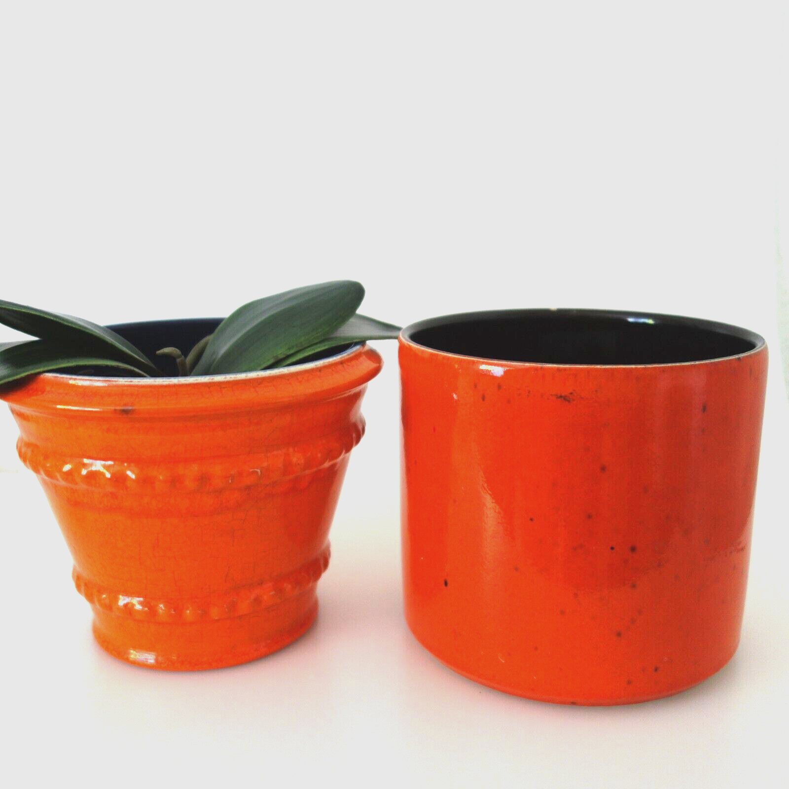 2x-blumentopf-bertopf-keramik-planter-orange-space-age-70er-vintage
