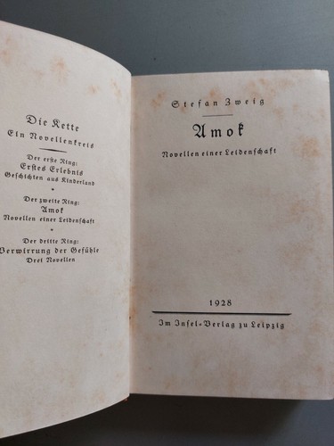 Stefan Zweig - Amok - Early printing - 1928 - Picture 3 of 4