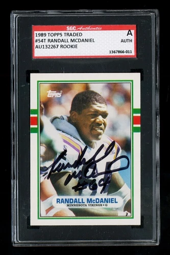 1989 TOPPS TRADED 54T RANDALL MCDANIEL SGC AUTOGRAPHED HQ SIGNED HOF ROOKIE CARD