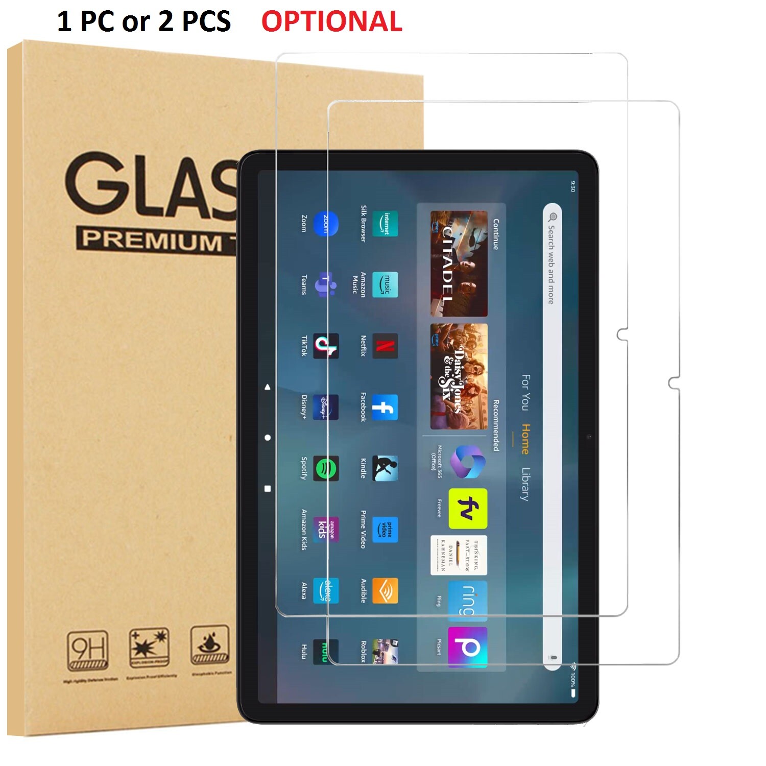 For Amazon Fire HD 10 Kids/HD 10 Kids Pro (2023) Screen Protector Tempered Glass