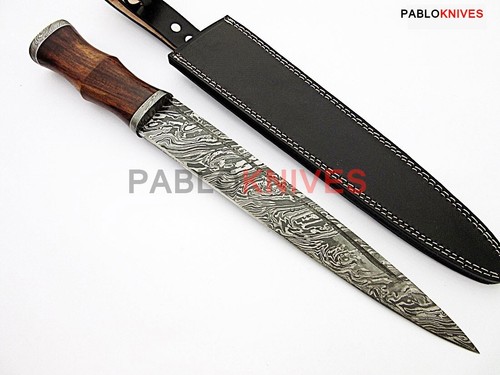 Rare Custom Handmade Damascus Steel Hunting Scottish Dirk Knife Wood Handle - Picture 2 of 4