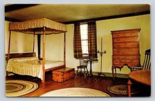 Mystic CT Old Denison Homestead Colonial Bedroom Vtg Postcard View Stonington