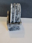 6 STUNNING ROUND MARBLE COASTERS WITH MATCHING MARBLE COASTER HOLDER EXCELLENT  — photo 4