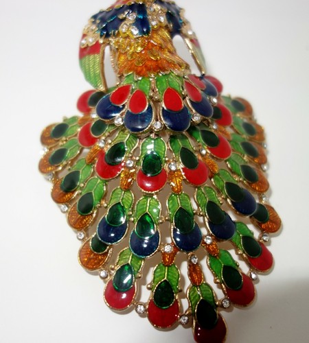 BEAUTIFUL MULTICOLORED RHINESTONE PEACOCK TRINKET - 第 4/9 張圖片