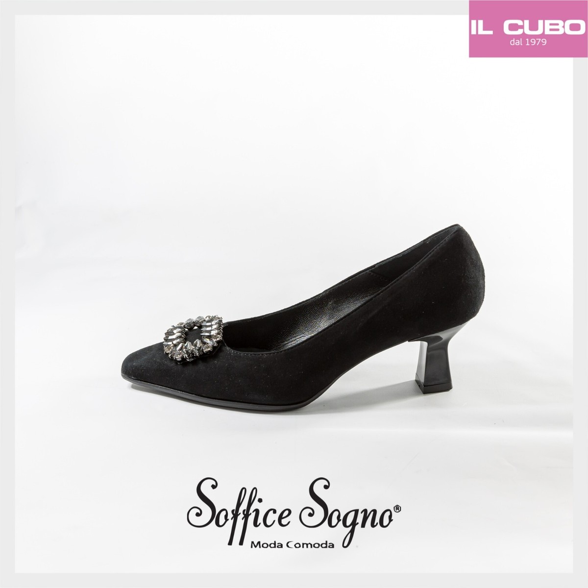SOFFICE SOGNO SCARPA DECOLTE' DONNA CAMOSCIO NERO TACCO H 5,5 CM