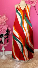 CUPSHE PLUS SIZE STRIPED BEACH SATIN DRESS ( SIZE L )