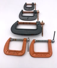 5 C Clamps 2 Pony 1 1/2  and 3 copper screw 3" 2" 1"