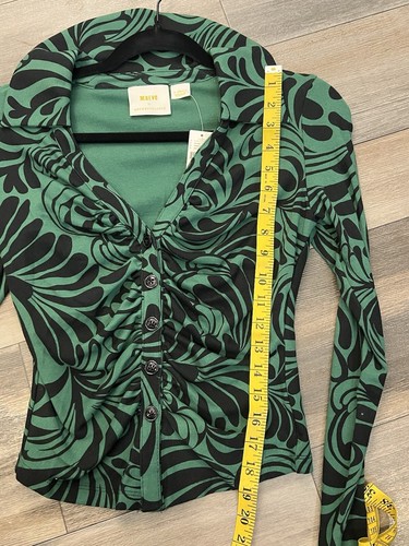 Top verde nuovo con etichetta Anthropologie Maeve motivo increspato - XS - Foto 6 di 10