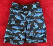 Cat  Jack Boy's Elastic Waist Blue Sharks Printed Swim Shorts Size: M