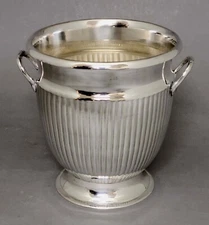 Wine Champagne Cooler Silver Plated Handles Flower Vase 8"Dia 9"High