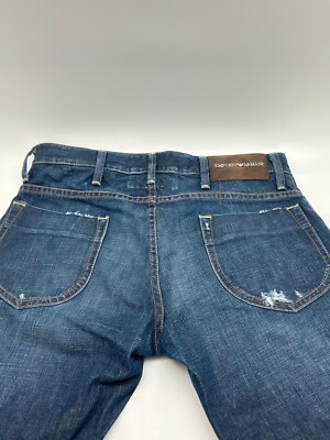 Emporio Armani J07BK Johnny SLim Fit Mens Size 28 Jeans Blue 100