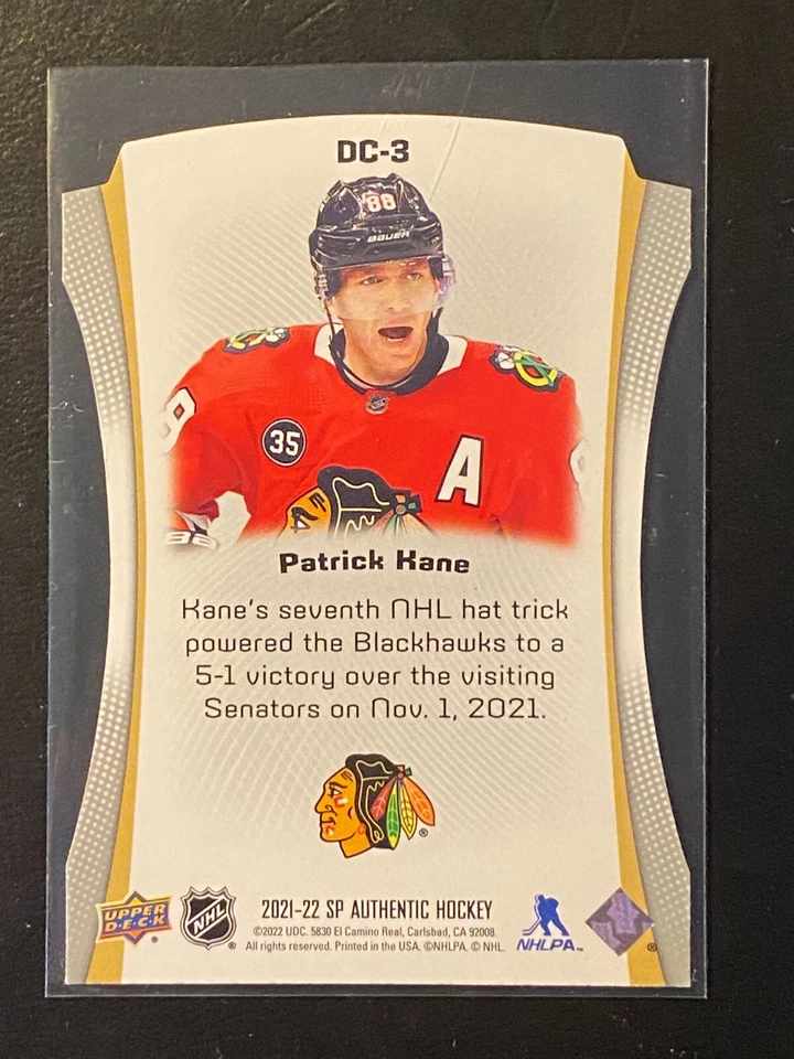 Patrick Kane 2021-22 Insert SP Authentic Die-Cut #DC-3 Chicago Blackhawks - Image 2 of 2