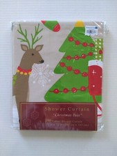 Avanti Linens Christmas Fabric Shower Curtain 72"X 72" Christmas Toss Santa