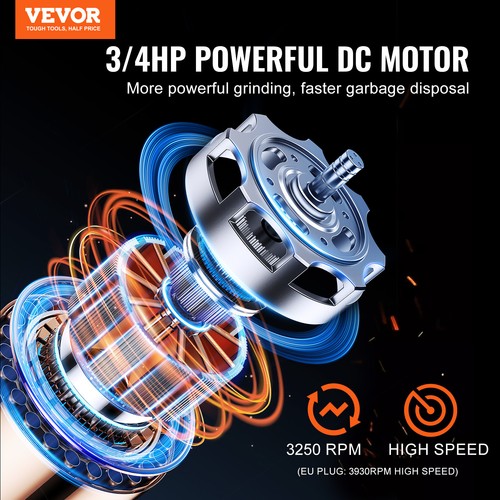 VEVOR Triturador de Residuos de Alimentos 3/4 HP 3930 RPM 185 x 185 x 395 mm - Imagen 2 de 12
