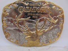 Large Cazadores Tequila Bull Elk Belt Buckle 100 De Agave Vintage Promo