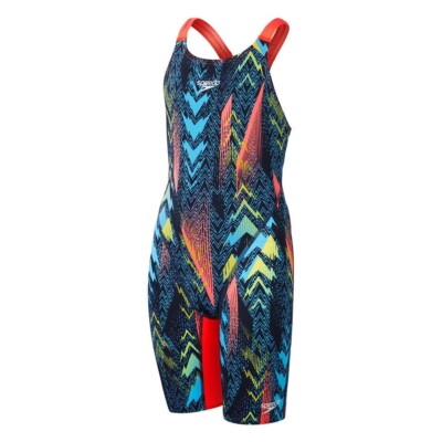 Speedo Junior Girls Fastskin Endurance+ Openback Kneeskin Race Suit - Dark Teal/