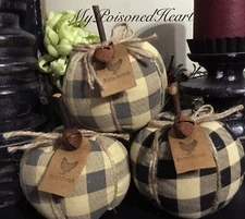 5” Farmhouse Primitive Buffalo Check Pumpkin Bowl Filler