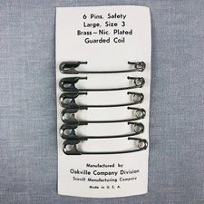 Military Issue Army Medic Lg Safety Pins x6 Nickle plated First Aid Oakville USA