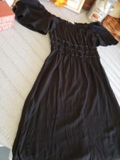 Black casual off the shoulder dress.