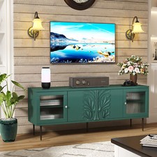 TV Stand for TVs up to 75" Modern TV Console with 3D Flower Pattern Living Room