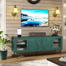 TV Stand for TVs up to 75" Modern TV Console with 3D Flower Pattern Living Room