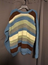 Handmade Vintage Look Earthy Knit Chunky Grandpa Sweater Large