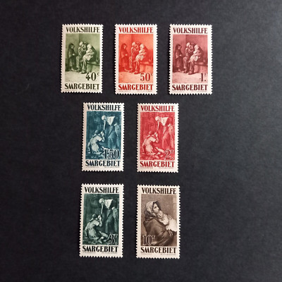DEUTSCHLAND SAARLAND 1929 / WINTERHILFE, 7 WERTE SERIE INT/LING MNH/MH **/*