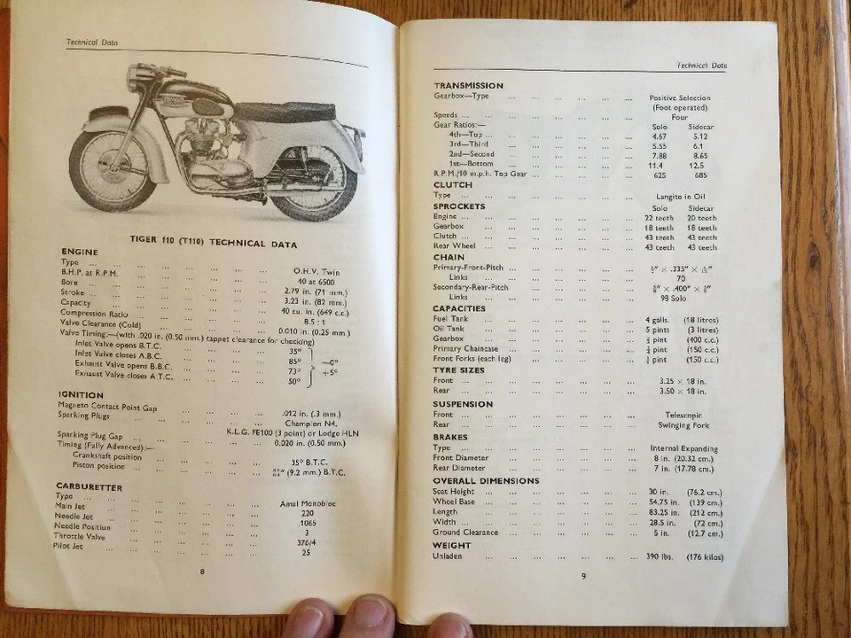 TRIUMPH MOTORCYCLE "B" 范围说明手册 No 17 双缸型号 1956- — 第 4/4 张图片