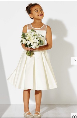 ivory satin flower girl dress