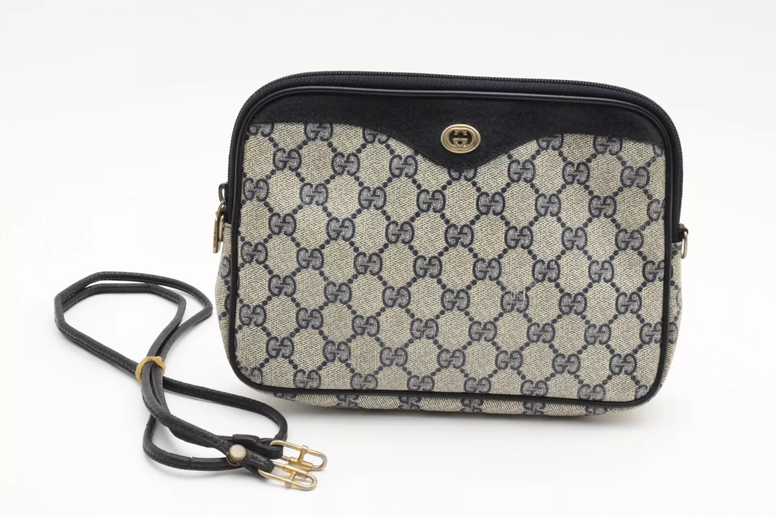 Sac à main bandoulière vintage GUCCI [Rang AB] GG long PVC marine authentique