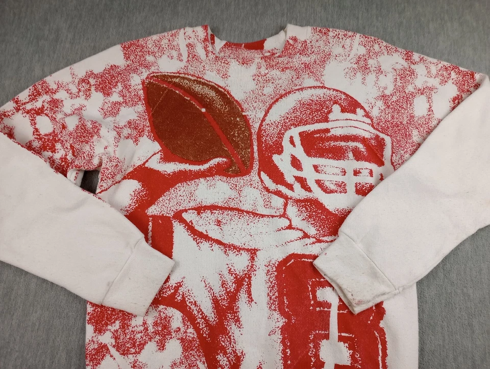 Sudadera Hanes Vintage Hecha en EE. UU. Juniors Talla Pequeña Blanca Roja Fútbol Foto 4 de 4