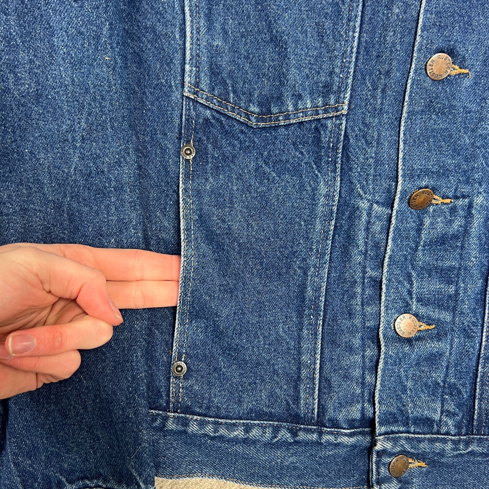 Vintage Rustler Denim Jacket Mens XL Blue 1990s Type 3 Wrangler Western