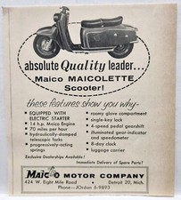 1959 Maico Maicolette Scooter MCM Original Print Ad Detroit MI 5" 1950s