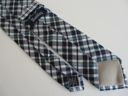 WEMBLEY Blue Plaid Tie Mens Necktie 100% Silk Classic - Picture 4 of 6