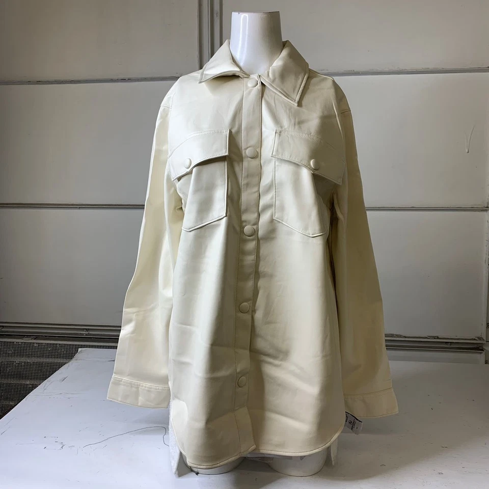 Chaqueta EXPRESS de cuero con hombros caídos de gran tamaño para mujer talla M cisne