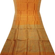 Vintage Orange Sarees 100 Pure Silk Printed Indian Sari 6YD Decor Craft Fabric