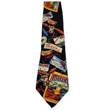 Addiction Fishing Necktie Mens 59x4 Black Silk SIgns Lure Rod Reel Fish Outdoors