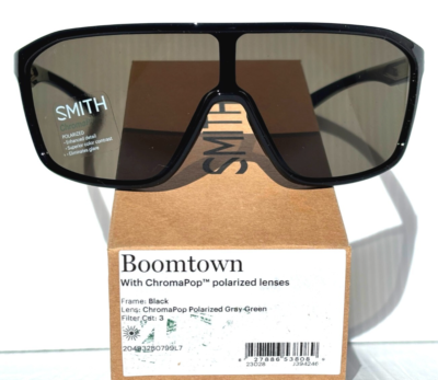 NEW Smith Optics BOOMTOWN Black ChromaPop POLARIZED Gray Green