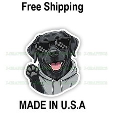 Black Labrador Cool Dog Peeker Peeking Vinyl Decal Sticker Funny Pet A