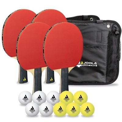 JOOLA Tischtennis Set Quattro 4 TT Schläger 10 Bälle Tasche Ping Pong Hobby