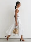 Reiss Womens Ivory Linen Cut-out Midi Sleeveless Dress Size 10
