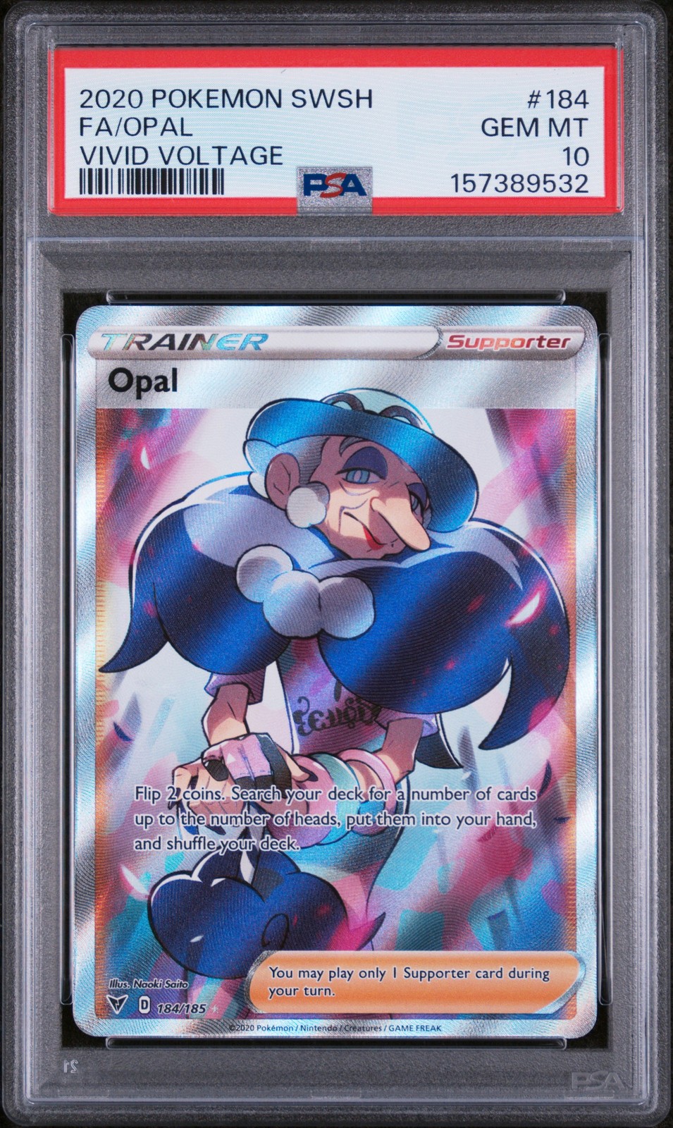 2020 POKEMON SWORD & SHIELD VIVID VOLTAGE #184 FULL ART/OPAL PSA 10